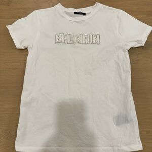 BALMAIN KIDS- LOGO PRINT COTTON T SHIRT